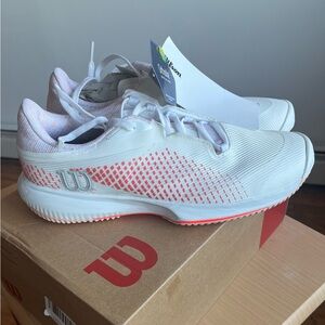 Wilson White & Coral Women's Athletic Tennis Shoes